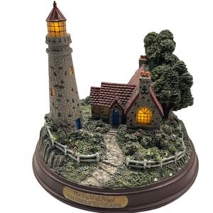 Thomas Kinkade The Light of Peace Illuminated Lighthouse Cottage Figurine